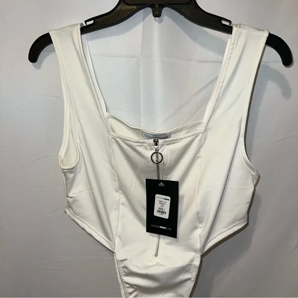 Highly Cut Bodysuit - White - Picture 3 of 11